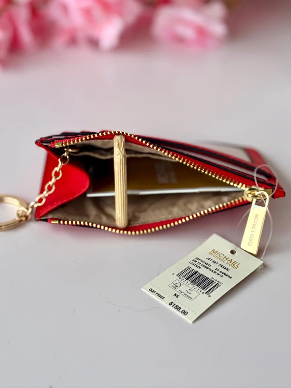 Michael Kors Jet Set Travel Small Wallet Top Zip Coin Pouch with ID Holder